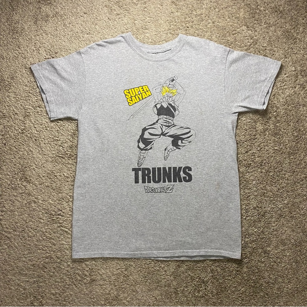 Dragon Ball Z Super Saiyan Trunks Shirt Mens Medium Short Sleeve Grey Crew Neck